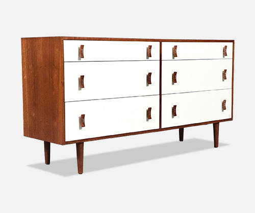 California Modern 6-Drawer Two-Tone Lacquered Dresser by Stanley Young
