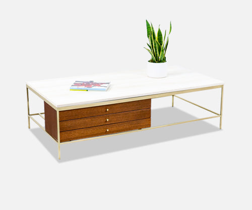 Paul McCobb "Irwin Collection" Travertine Stone Top Coffee Table