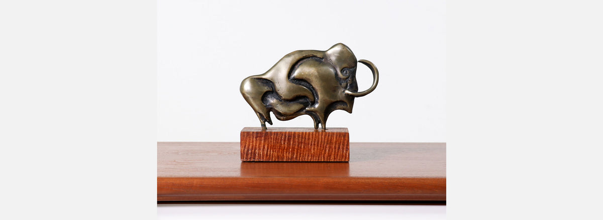 Mid-Century Modern Bronze Wooly Mammoth Sculpture