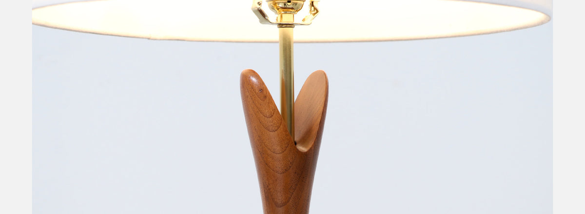 Mid-Century Modern Sculpted Walnut Table Lamps by Modernera Co.