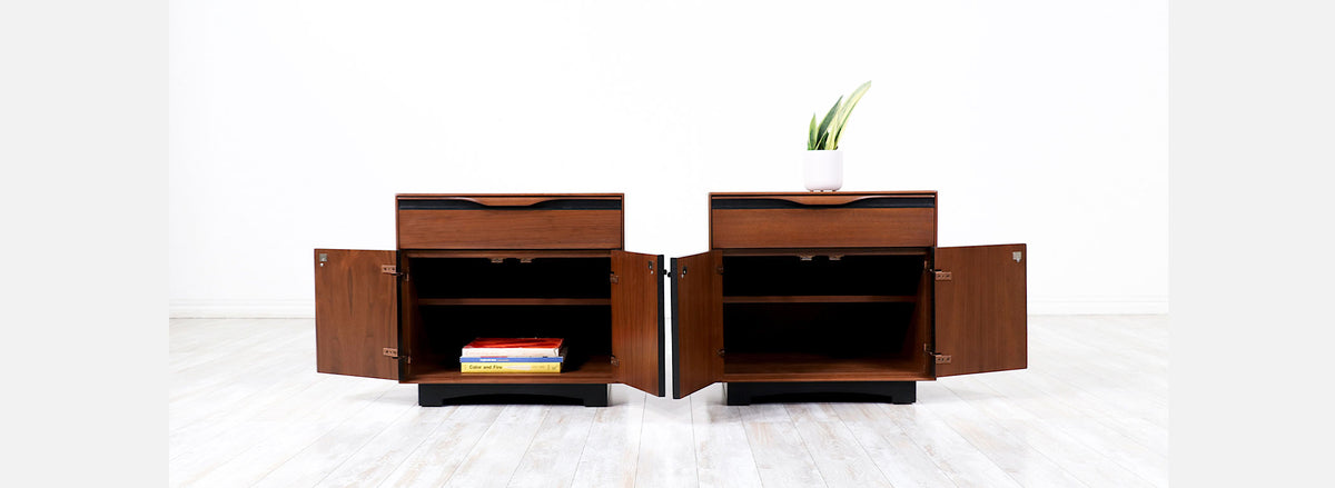 California Modern Walnut Night Stands by John Kapel