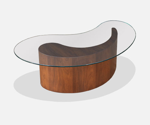 Mid-Century Biomorphic Shaped Coffee Table with Glass Top