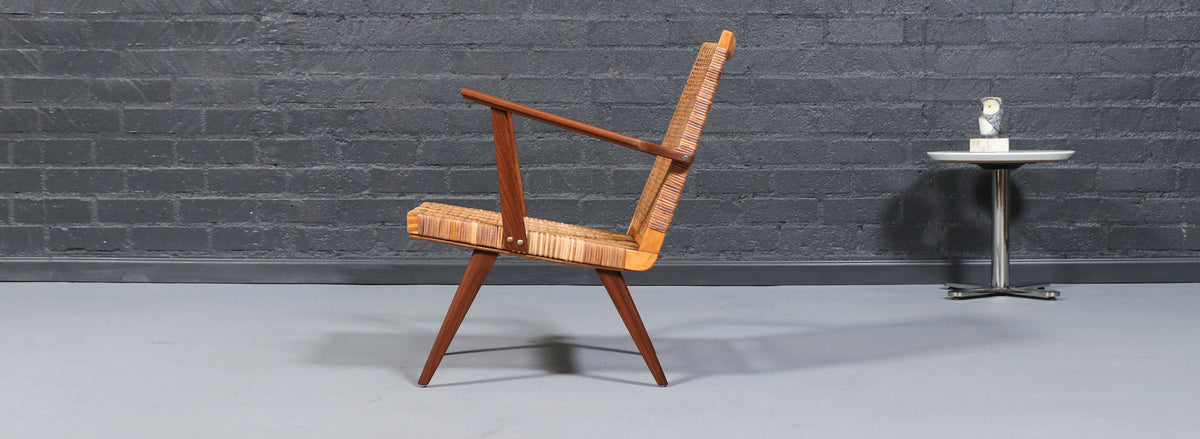 Mid-Century Dutch Modern Cane & Teak Lounge Chair