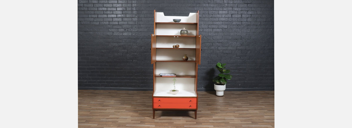 Kipp Stewart Two Tone Lacquered & Walnut Bookshelf for Glenn of CA 