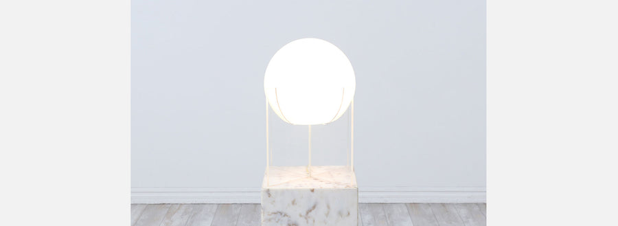 Mid-Century Modern Geometric Lucite & Globe Table Lamp