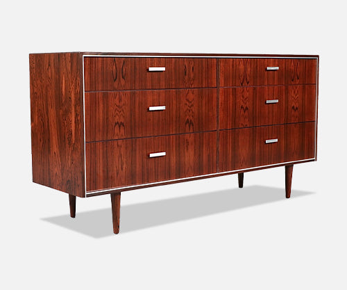 Danish Modern Rosewood Dresser w/ Steel Accents by Falster