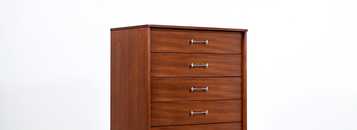Milo Baughman Chest of Drawers with Chrome Handles for Drexel