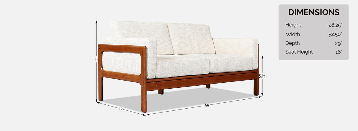 H.W. Klein Teak & Tweed Love Seat Sofa for Komfort