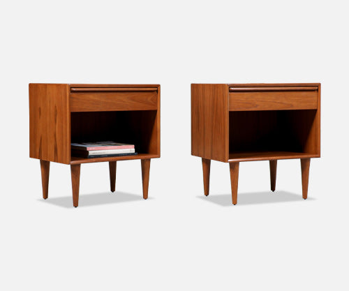 Nordic Modern Teak Night Stands with Bookcase by Westnofa