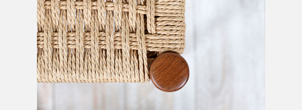 Hans Olsen Teak & Rush Chord Stool for Frem Rojle
