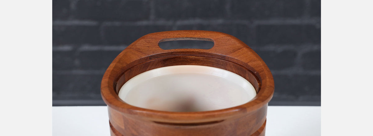 Danish Modern Sculpted Teak Ice Bucket by ESB