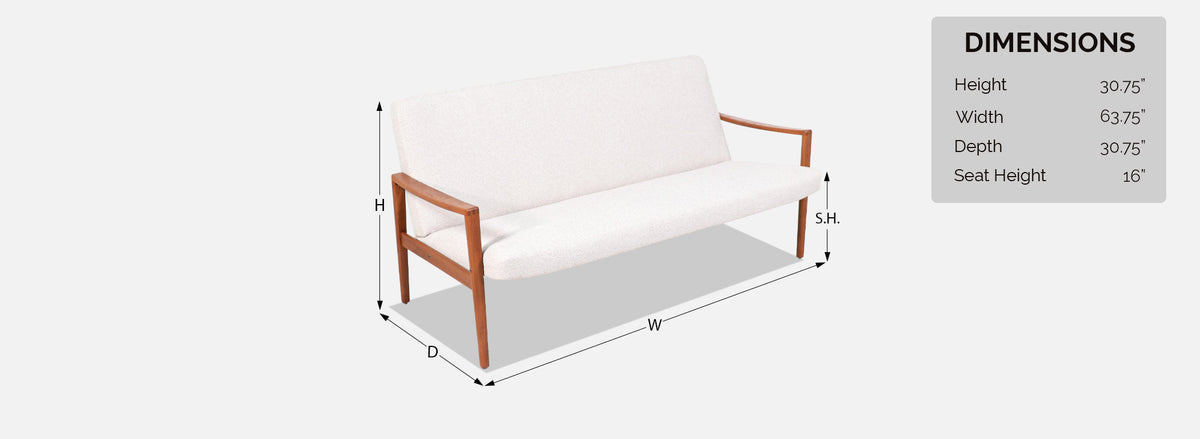 Danish Modern Sculpted Teak Sofa