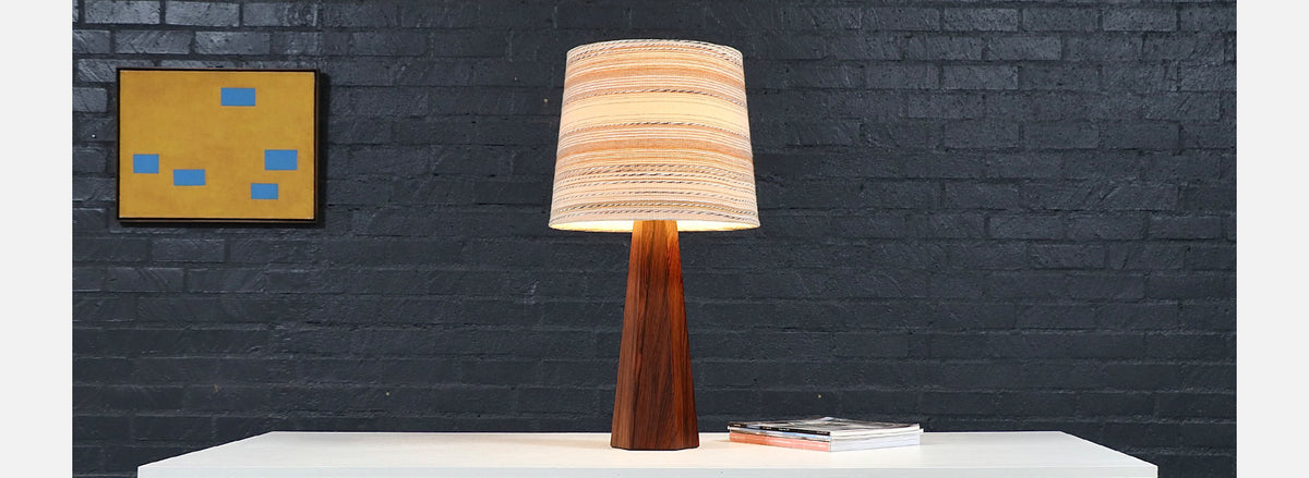 Danish Modern Sculpted Hexagonal Rosewood Table Lamp
