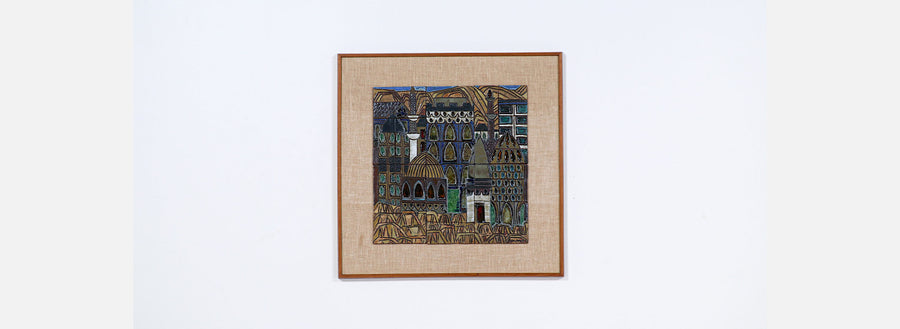 Raul Coronel "Jeweled Village" Ceramic Wall Plaque Art