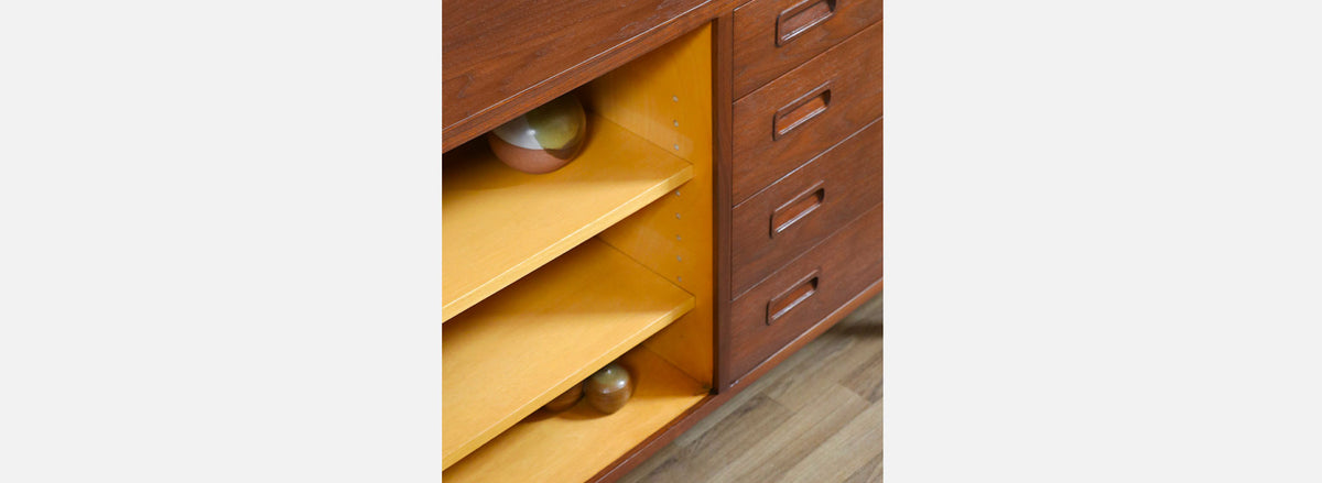 Carlo Jensen Bi-Folding Door Walnut Credenza for Hundevad & Co.