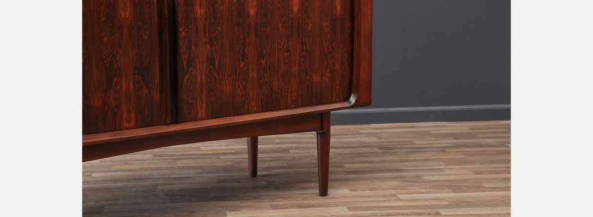 Danish Modern Tambour-Door Rosewood Credenza by Bernhard Pedersen
