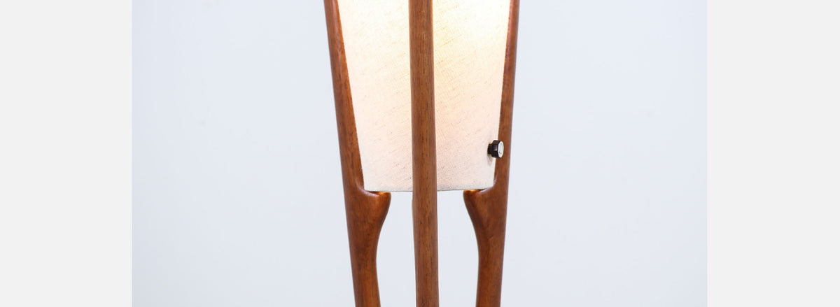 Mid-Century Sculpted Trident-Style Floor Lamp by John Keal for Modeline