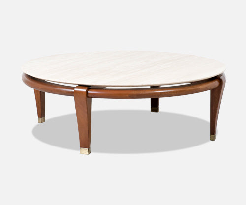 Paul Laszlo Floating Travertine Stone Top Coffee Table for Brown Saltman
