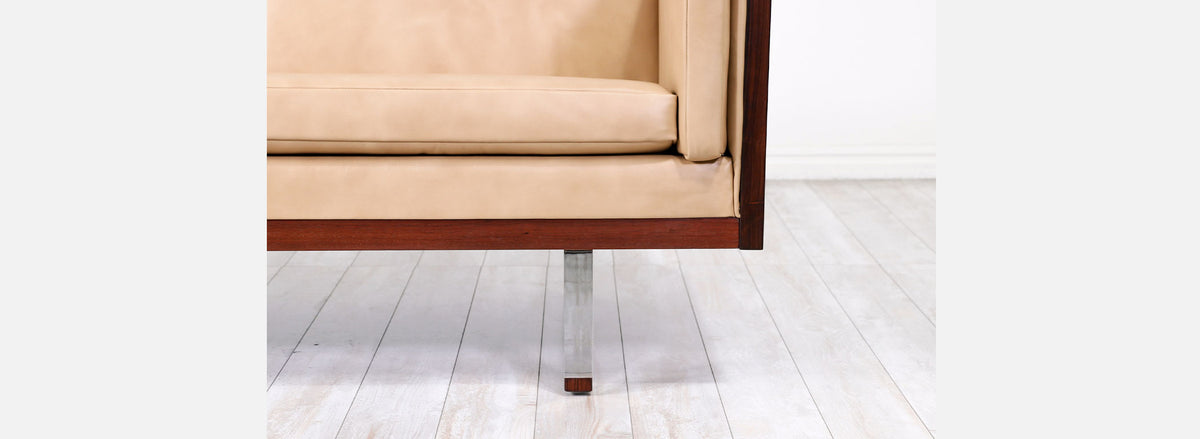 Danish Modern Rosewood & Leather Sofa by Jydsk Mobelvaerk 