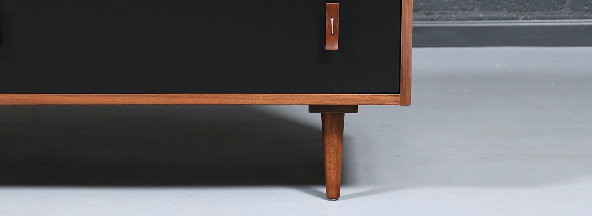 California Modern Two-Tone Black Lacquered Dresser by Stanley Young