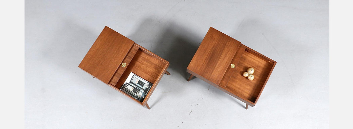 Californian Modern Side Tables w/ Storage Compartments by John Keal