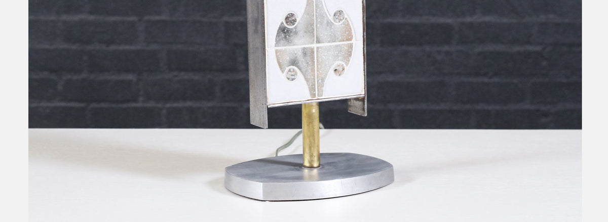 Mid-Century Modern Mosaic Tile & Steel Table Lamp