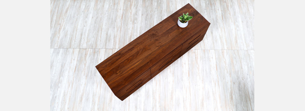Mid-Century Modern Sculpted Walnut 9-Drawer Dresser 