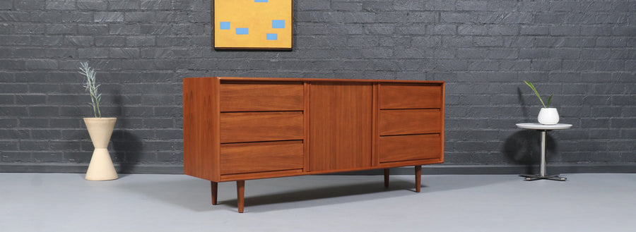 Danish Modern Tambour-Door Teak Dresser by Danflex Systems