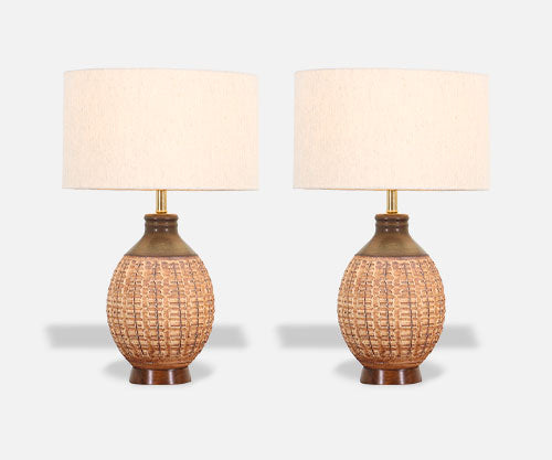 Bob Kinzie “N-Series” Ceramic Table Lamps for Affiliated Craftsmen