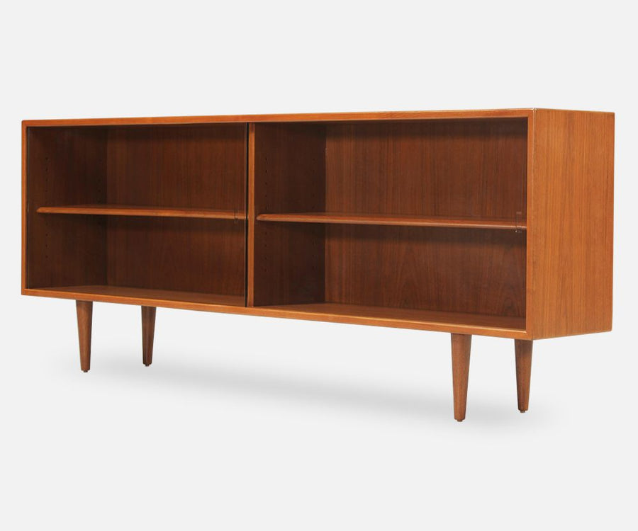 Danish Modern Teak Bookcase with Glass Doors