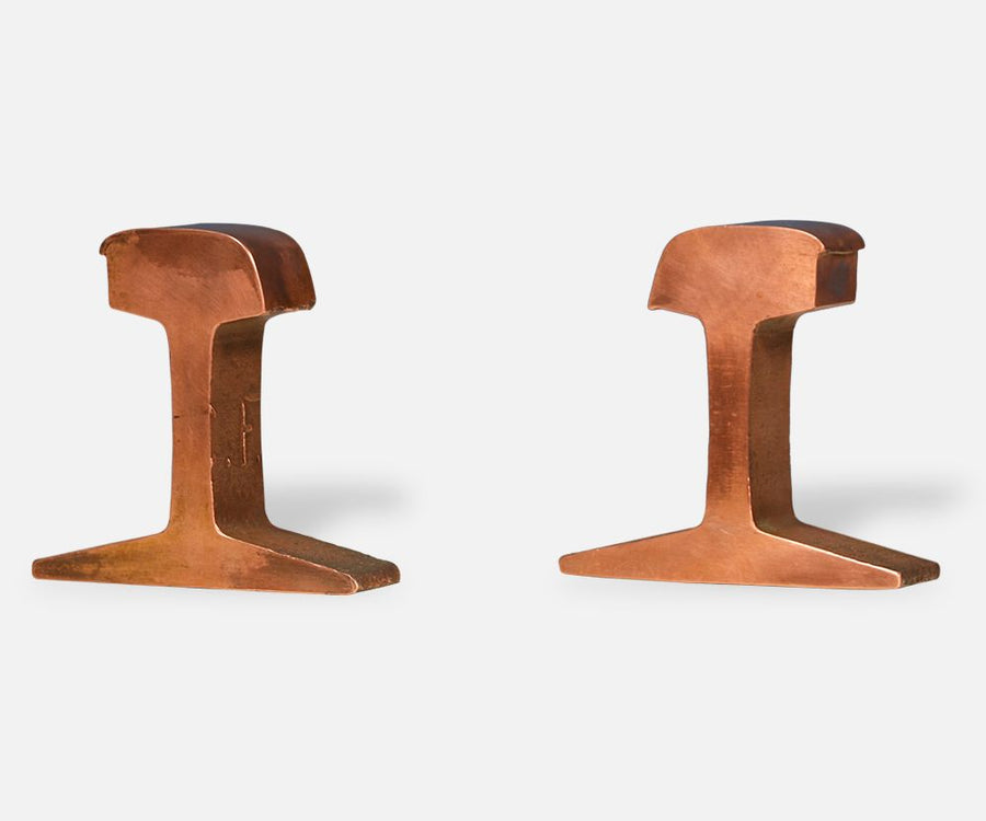 Mid Century Copper Railroad Track Bookends 