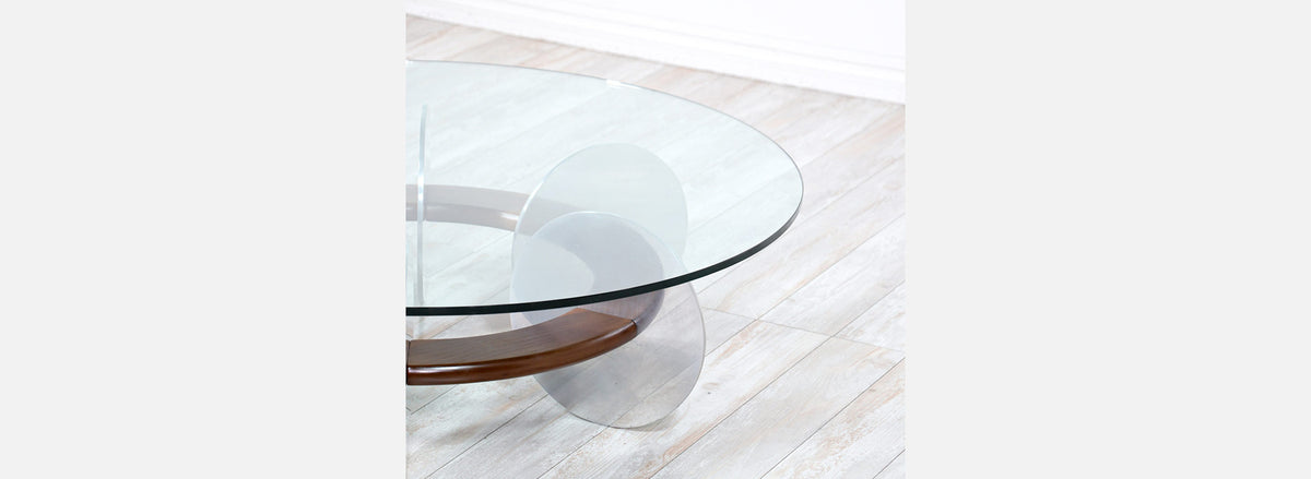 Mid-Century Modern Disc Style Aluminum & Walnut Coffee Table