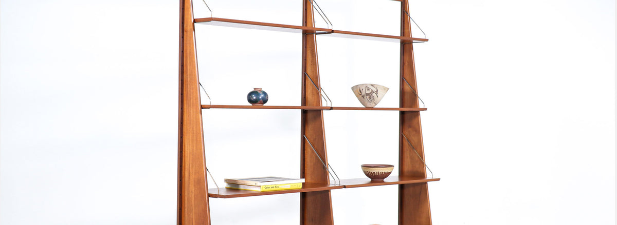 Norwegian Modern Free-Standing Modular Teak Bookshelf by Einar Raknes
