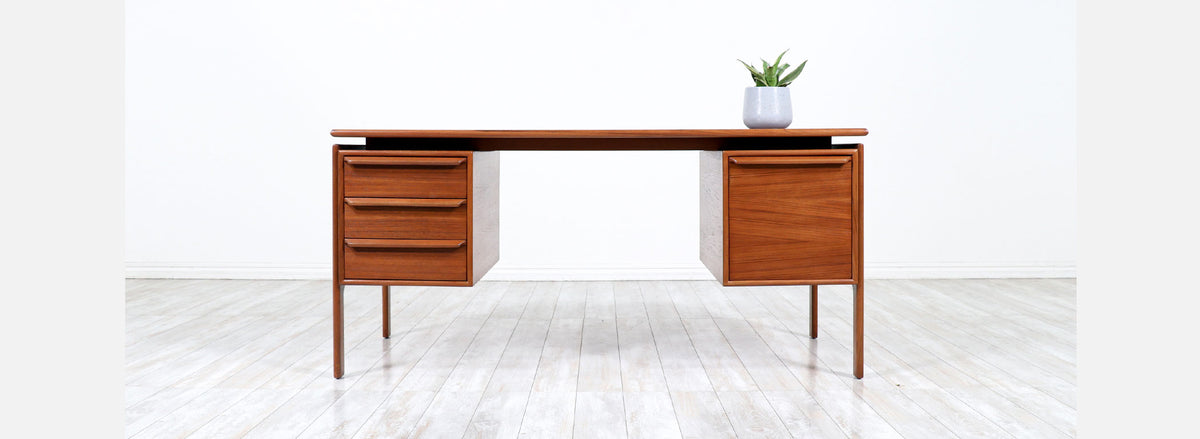 Danish Modern Floating-Top Teak Desk by G.V. Møbler