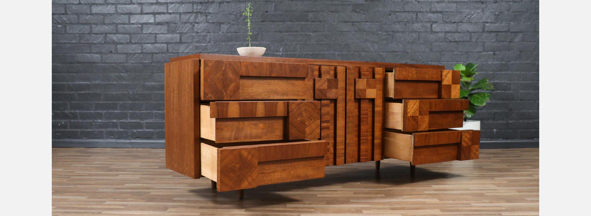 Mid-Century "Staccato" Brutalist Dresser by Lane