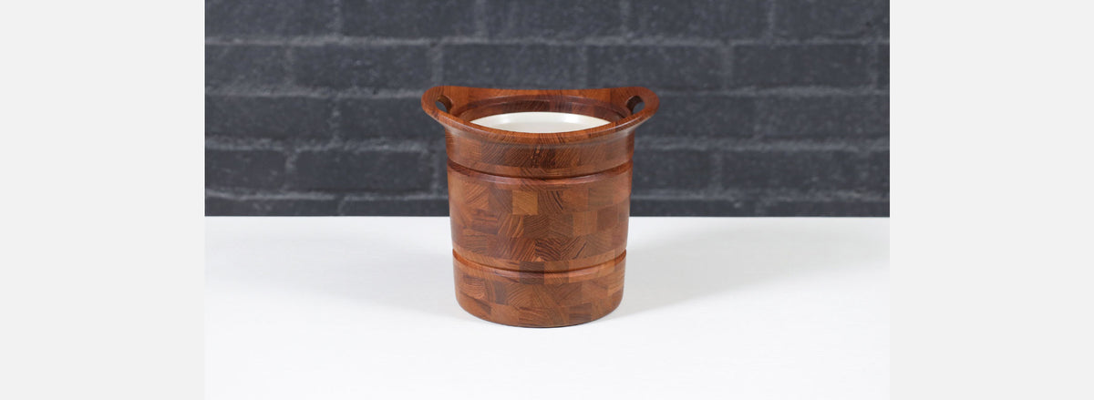 Danish Modern Sculpted Teak Ice Bucket by ESB