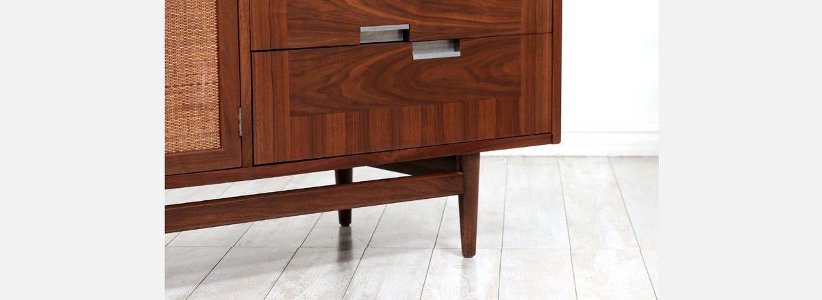 Merton Gershun Walnut & Cane Dresser with Bi-Folding Doors for American of Martinsville
