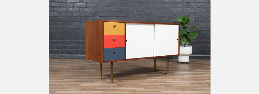 Vintage Mid-Century Modern Multi-Color Lacquered Credenza