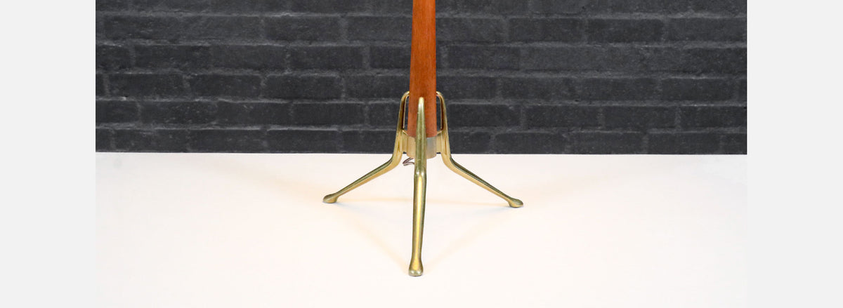 Gerald Thurston Tripod Sculpted Brass & Walnut Table Lamp
