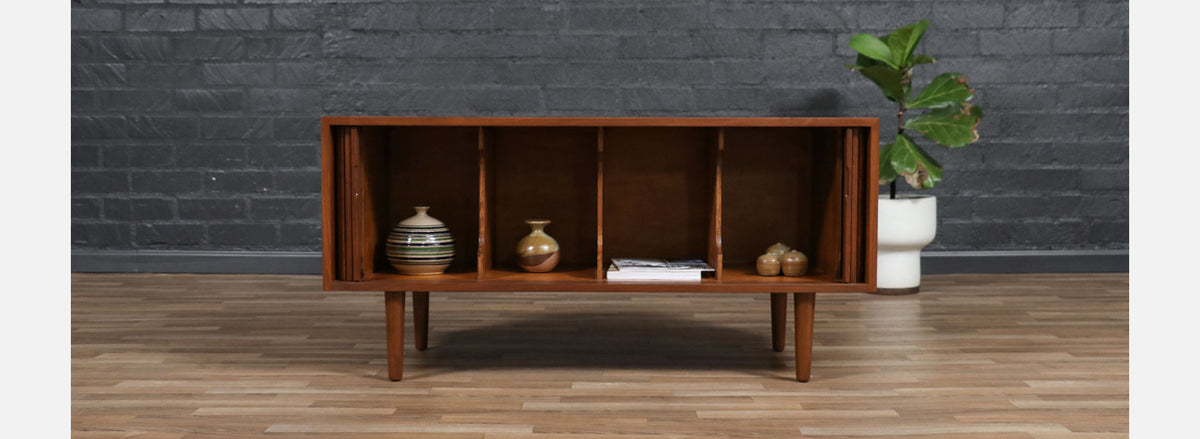 Low Profile Milo Baughman Tambour-Door Credenza for Glenn of CA