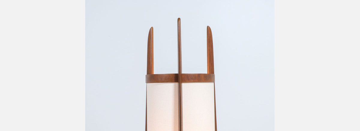 California Modern Sculpted Walnut Floor Lamp by Modeline