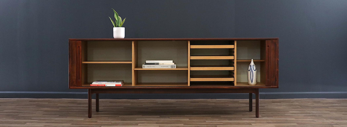 Danish Modern Rosewood Tambour-Doors Credenza by Georg Petersens