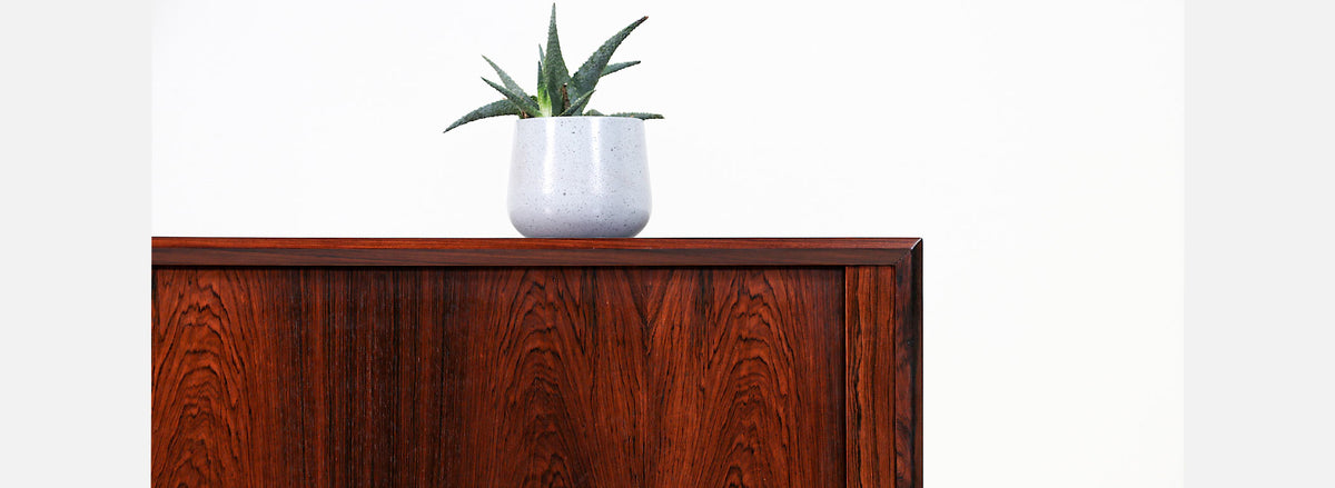 Svend A. Larsen Rosewood Tambour-Door Credenza for Faarup Møbelfabrik