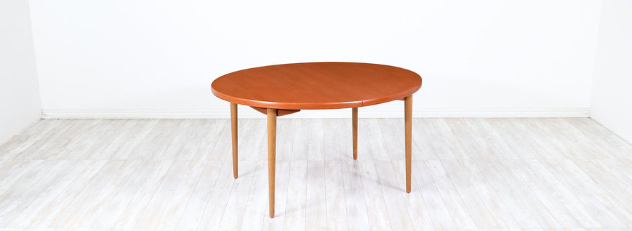 Danish Modern Expanding Oval Teak & Oak Dining Table