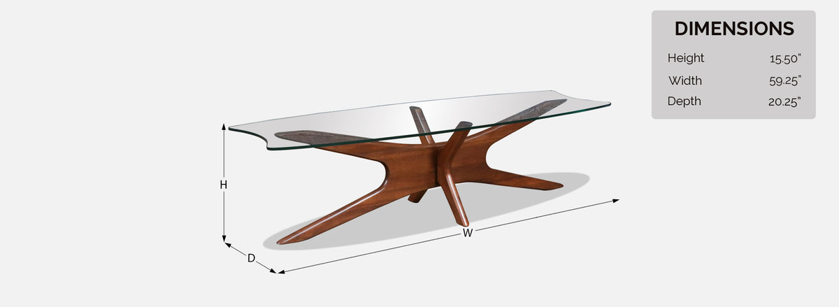 Adrian Pearsall 893-TGO Sculpted Coffee Table w/ Stingray Glass Top