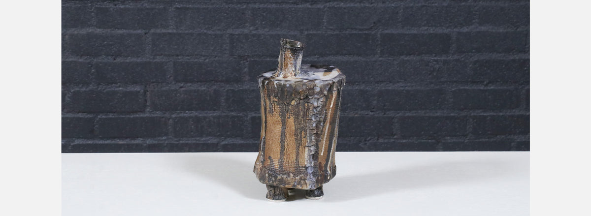 Vintage Brutalist Glaze Ceramic Pottery Sculpture, Signed DeVoe