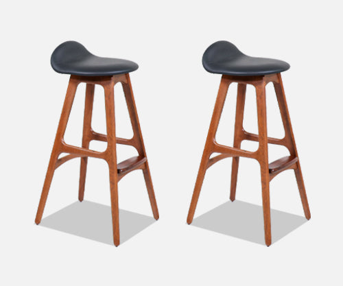 Danish Modern Sculpted Teak & Rosewood Bar Stools by Erik Buch