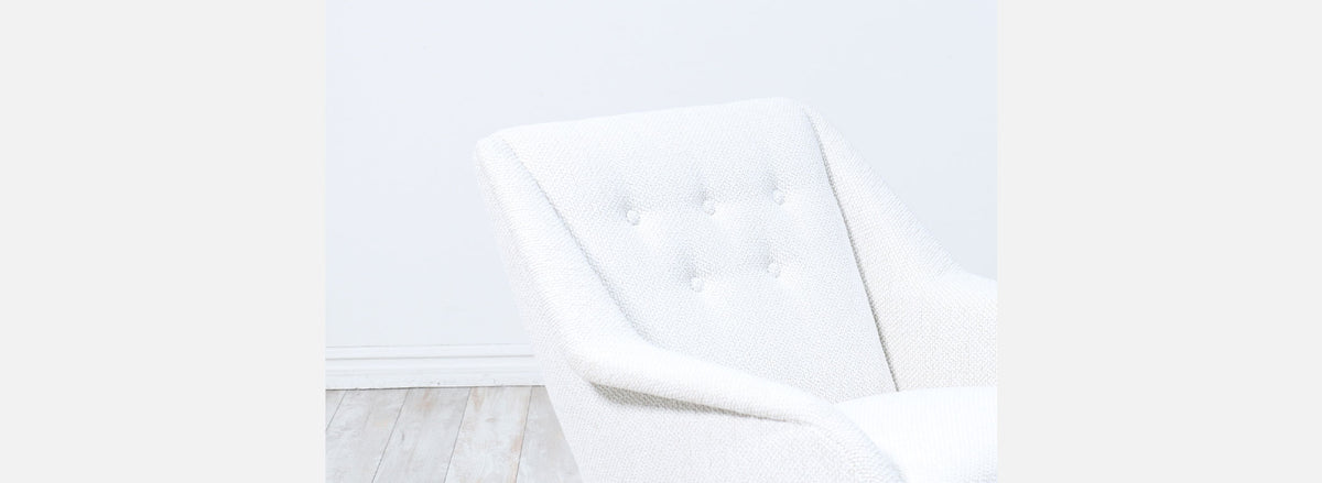Mid-Century Modern Sculpted Teak & Tufted Lounge Chair