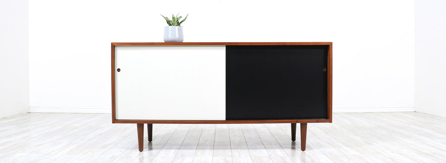 Milo Baughman Two-Tone Lacquered & Walnut Credenza for Glenn of California