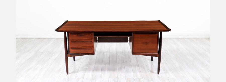 Danish Modern Executive Sculpted Rosewood Desk by H.P. Hansen